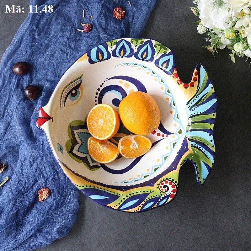 Bát sứ màu hình con cá, đĩa đậy bơ nhiều màu, phụ kiện bàn ăn 11.48