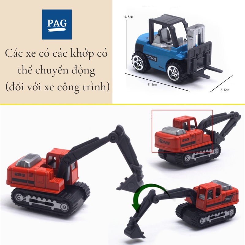 Tuyển tập xe đồ chơi mô hình công trình xây dựng cho bé, chất liệu metal an toàn, sắc sảo bền và đẹp