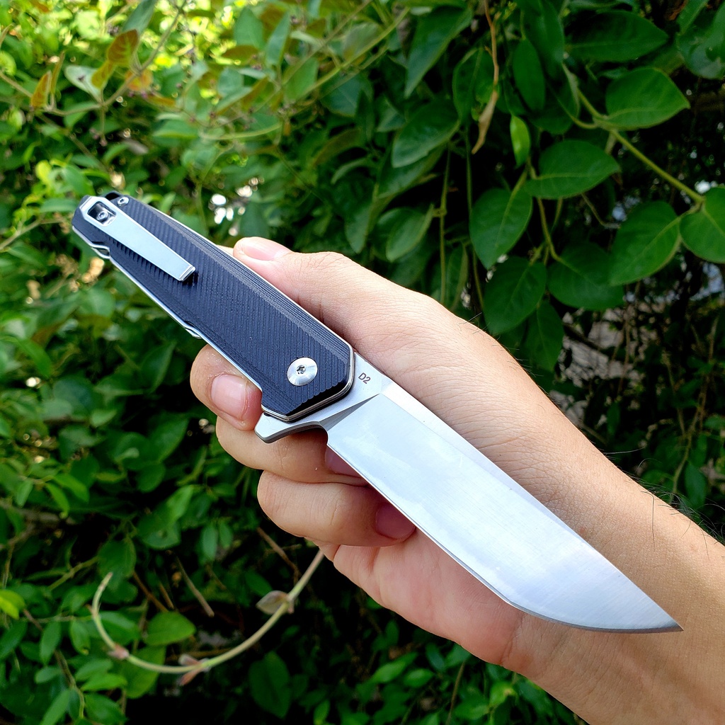 Dao gấp dã ngoại/ EDC cán ốp G10 lưỡi thép D2