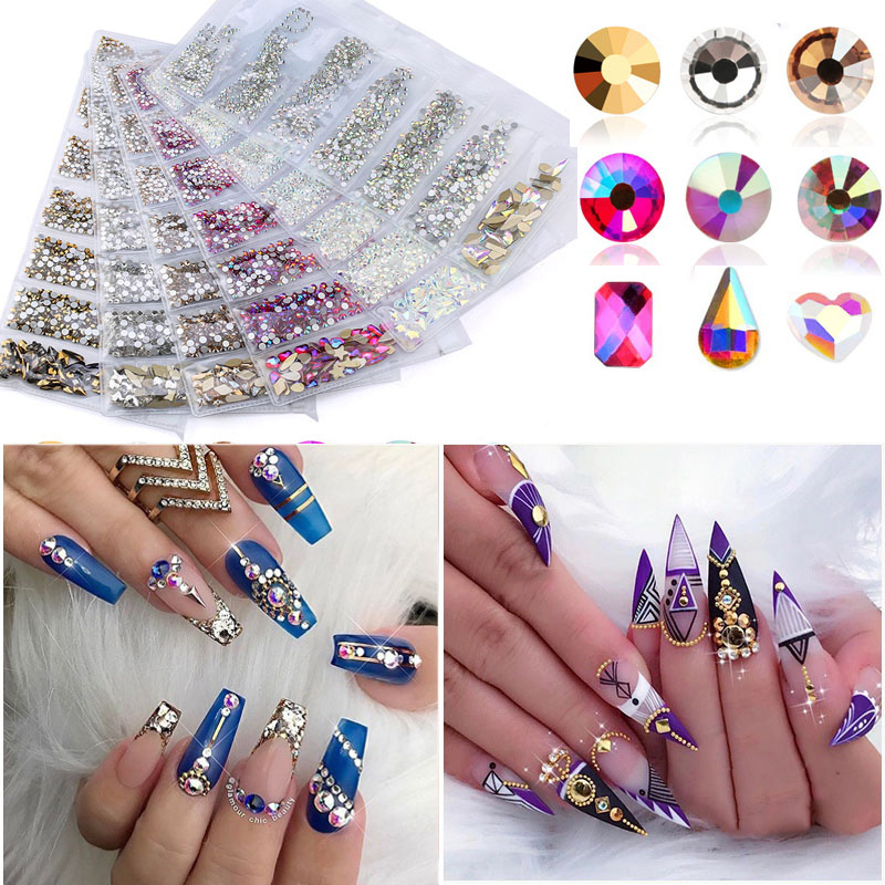 Hộp 1728 Đá 3d Đính Móng Nghệ Thuật