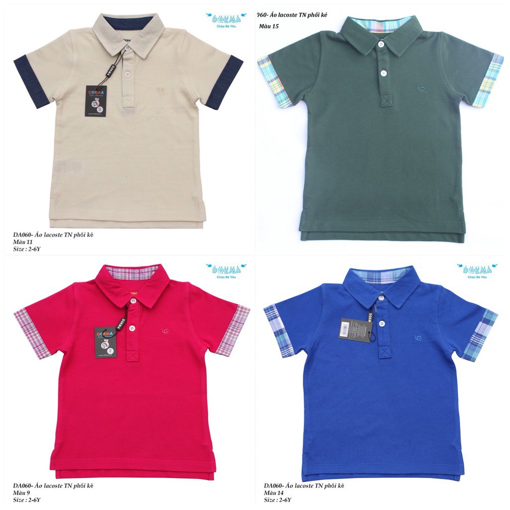 Thanh lý Áo lacoste phối kẻ bé trai 2-6y DA060