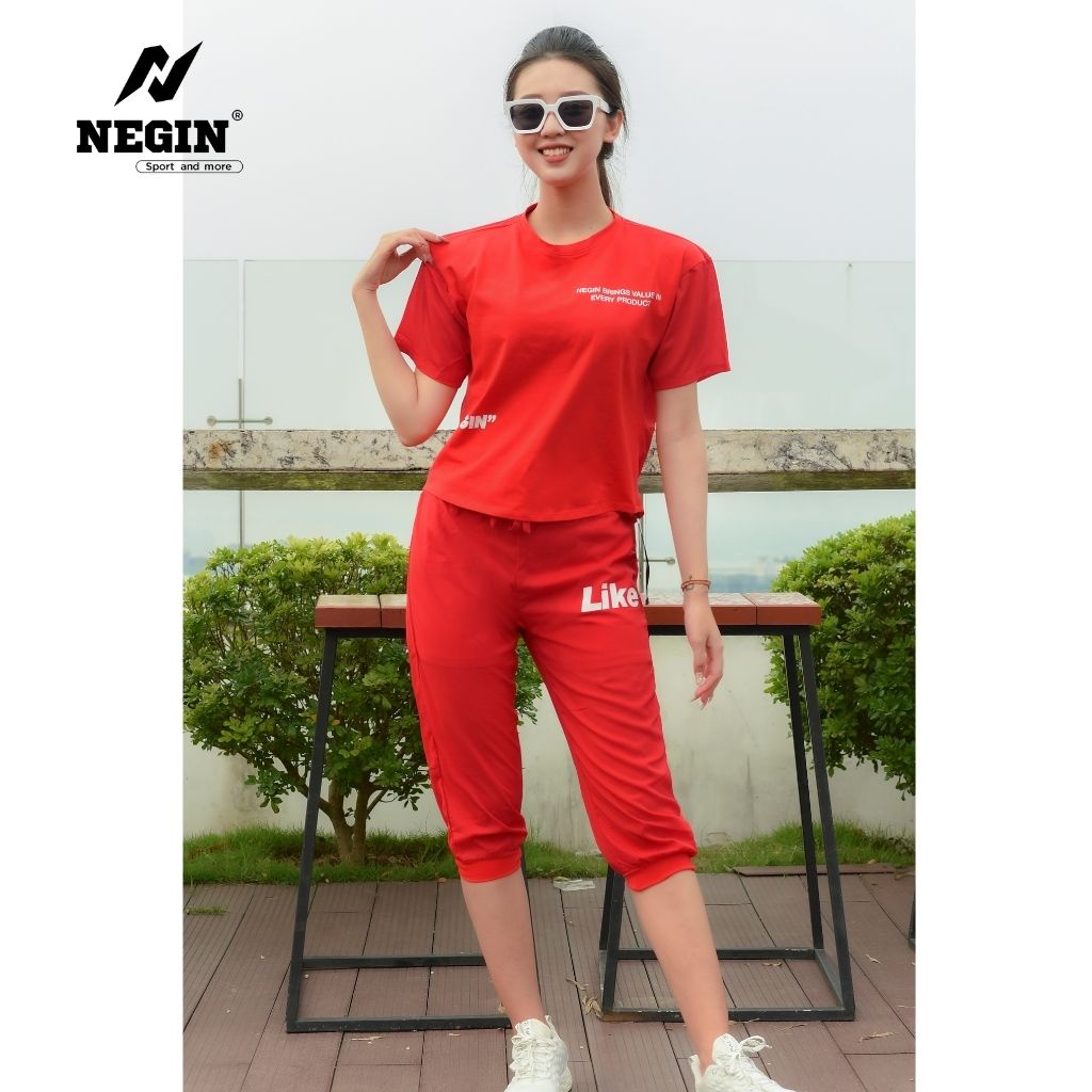 Bộ Quần Áo Sport Like Nữ NEGIN Áo Crotop Phối Quần Lửng Bo Ống, Màu Sắc Năng Động, Chất Chiffon Thoáng Mát 200W