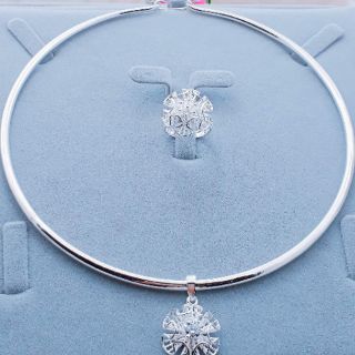 Kiềng cổ trơn bạc ta cho nữ( không mặt)