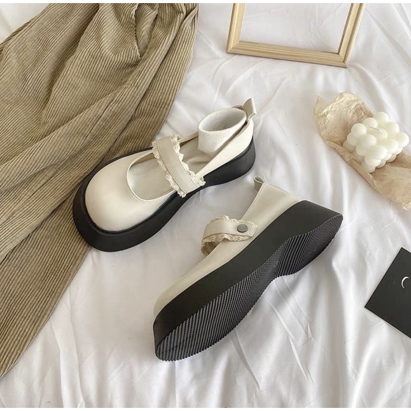 Giày búp bê có quai đế cao Mary Jane vintage Yannie Lolita