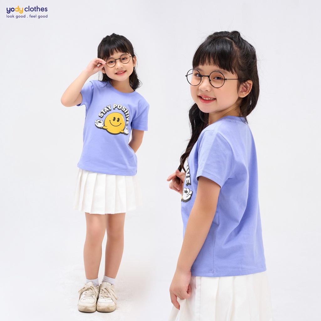 Áo thun trẻ em YODY cotton USA unisex In chữ Stay Positive - AR Collections TSK5087