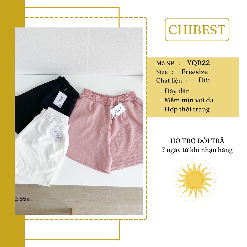 Quần short nữ  đũi sẻ line  lưng thun mặc thoải mái lắm luôn các nàng nha CHIBEST YQB22