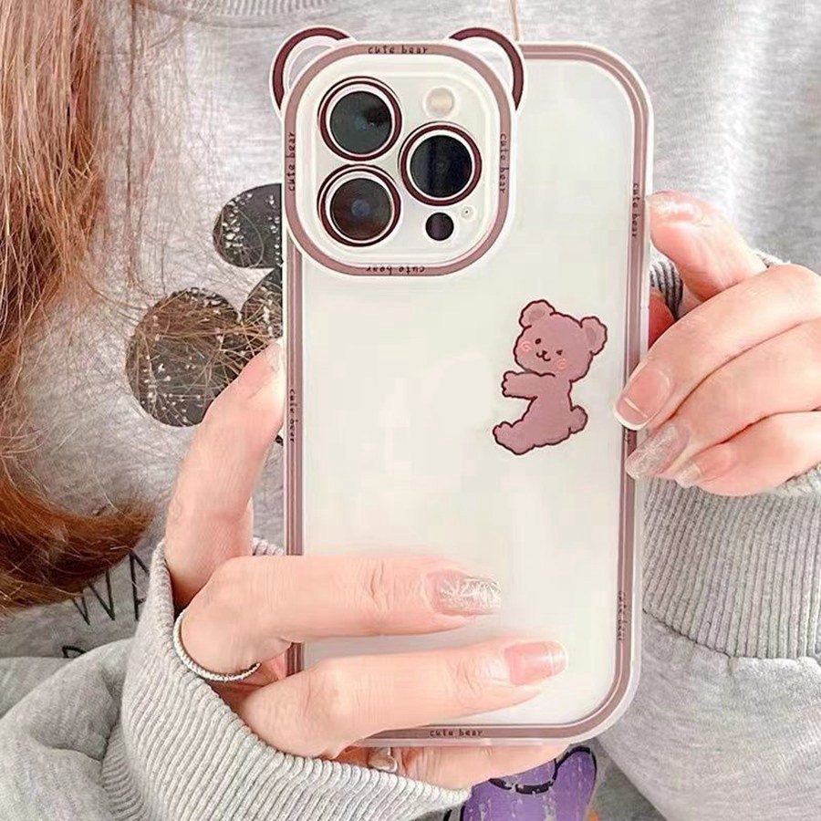 IPhone 14 13 12 11 Pro Max SE2020 X XR Xs Max 7 8 6 6s PlusỐp Điện Thoại Mềm Hình Tai Gấu Cho
