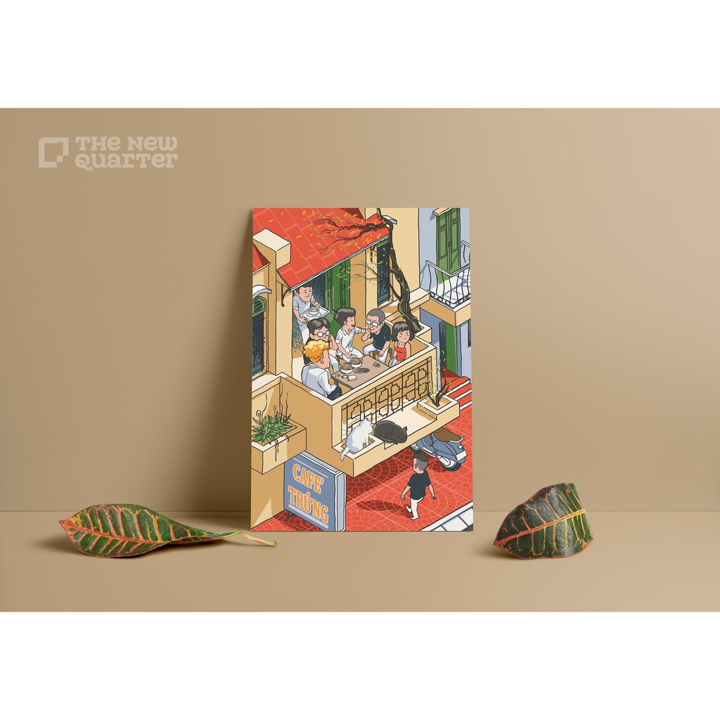 Thiệp postcard Bình Dị Hà Nội - Cà phê trứng