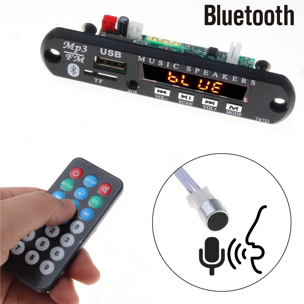 ◙◈﹊Máy nghe nhạc Mp3 Bluetooth hỗ trợ gọi rảnh tay thẻ nhớ TF cổng USB 3.5mm AUX 5V-12V