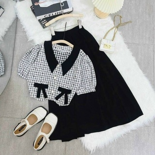 Set cv đen áo caro 14163