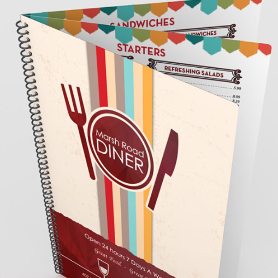 Quyển Menu A4 ép nhựa dày dặn + Cán màng mờ sang trọng  + Đóng lò xo