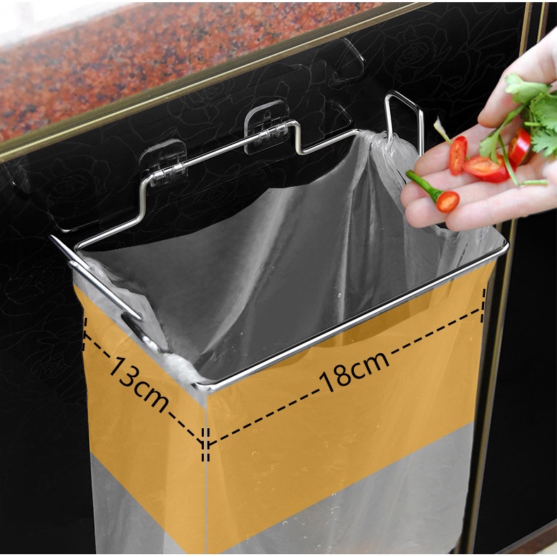 Giá treo túi đựng rác inox, Khung treo túi đựng rác inox 304, dán tường, tủ bếp siêu chắc