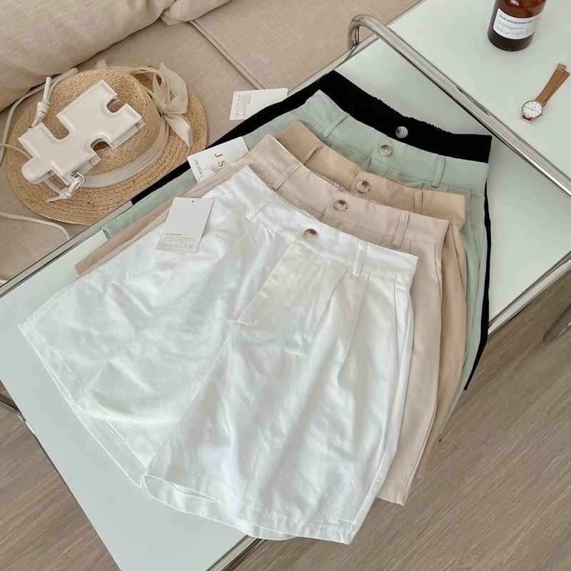Quần Short Kaki Chun Lưng Ống Rộng Freesize Basic Đủ Màu