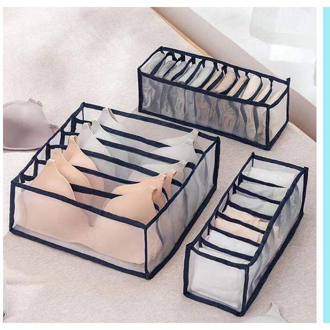 Hộp vải đựng đồ lót, tất, vớ, quần áo nhiều ngăn tiện lợi / Combo 3 giỏ đựng đồ lót, áo lót gấp gọn