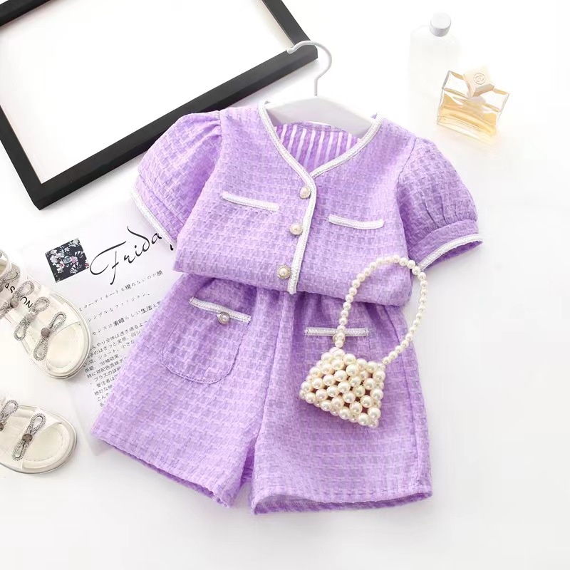 Set Áo Thun Ngắn Tay + Quần Dài Thời Trang Cho Bé Gái