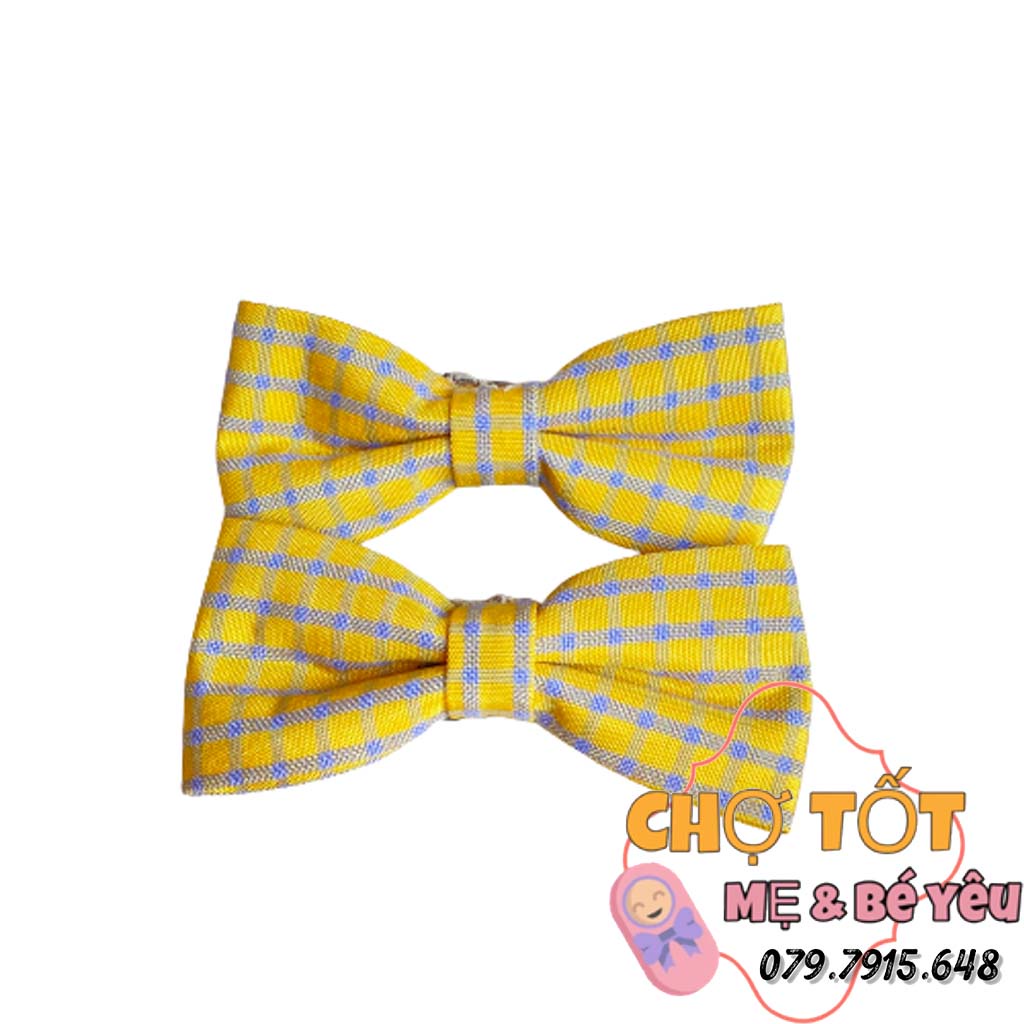 Kẹp tóc nơ bằng voan, vải caro mềm thời trang xinh xắn cho bé gái