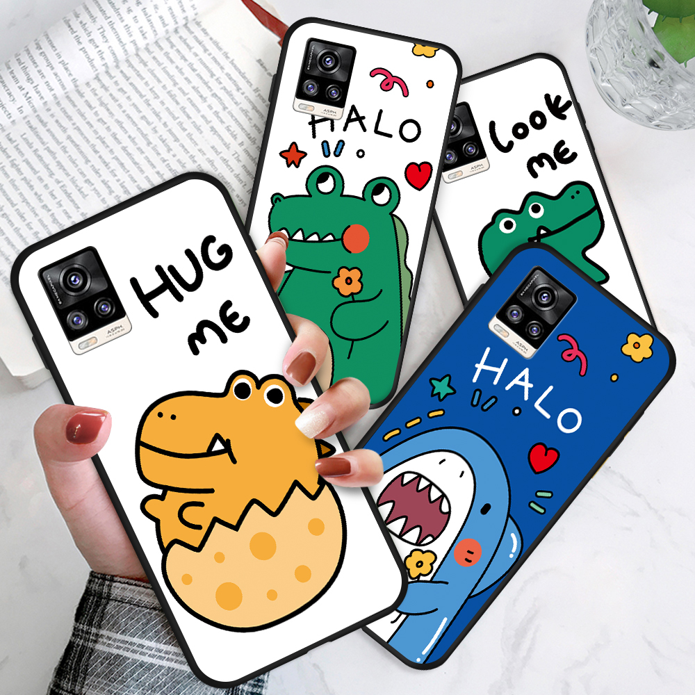 VIVO V9 V11i V11 V5 V5S Lite Plus V3 Max Z1 Pro cho Cartoon Crocodile Dinosaur Shark Phone Case Shockproof Soft Casing Silicone Matte Cases Protective Cover Ốp lưng điện thoại