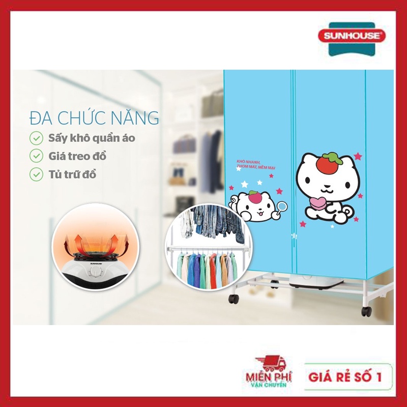 Máy sấy quần áo, tủ sấy quần áo Sunhouse SHD2702, công suất 1000W sấy khô nhanh, tiện lợi.