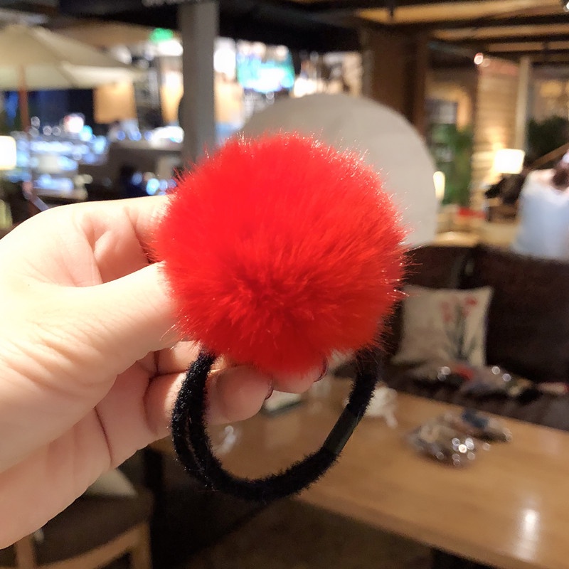 Dây Cột Tóc Cao Su Bọc Vải Lông Thỏ Nhân Tạo Dễ Phối Đồ Phong Cách Hàn Quốc Thời Trang Thu Đông