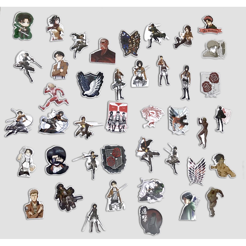 Miếng dán Sticker anime Attack on Titan (Tấn Công Người Khổng Lồ) trọn bộ 80 hình - In rõ ràng sắc nét khó tróc