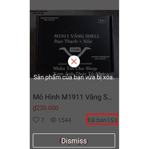 Mô Hình M1911 Cắc Bụp Văng Shell Tỉ Lệ 1 1