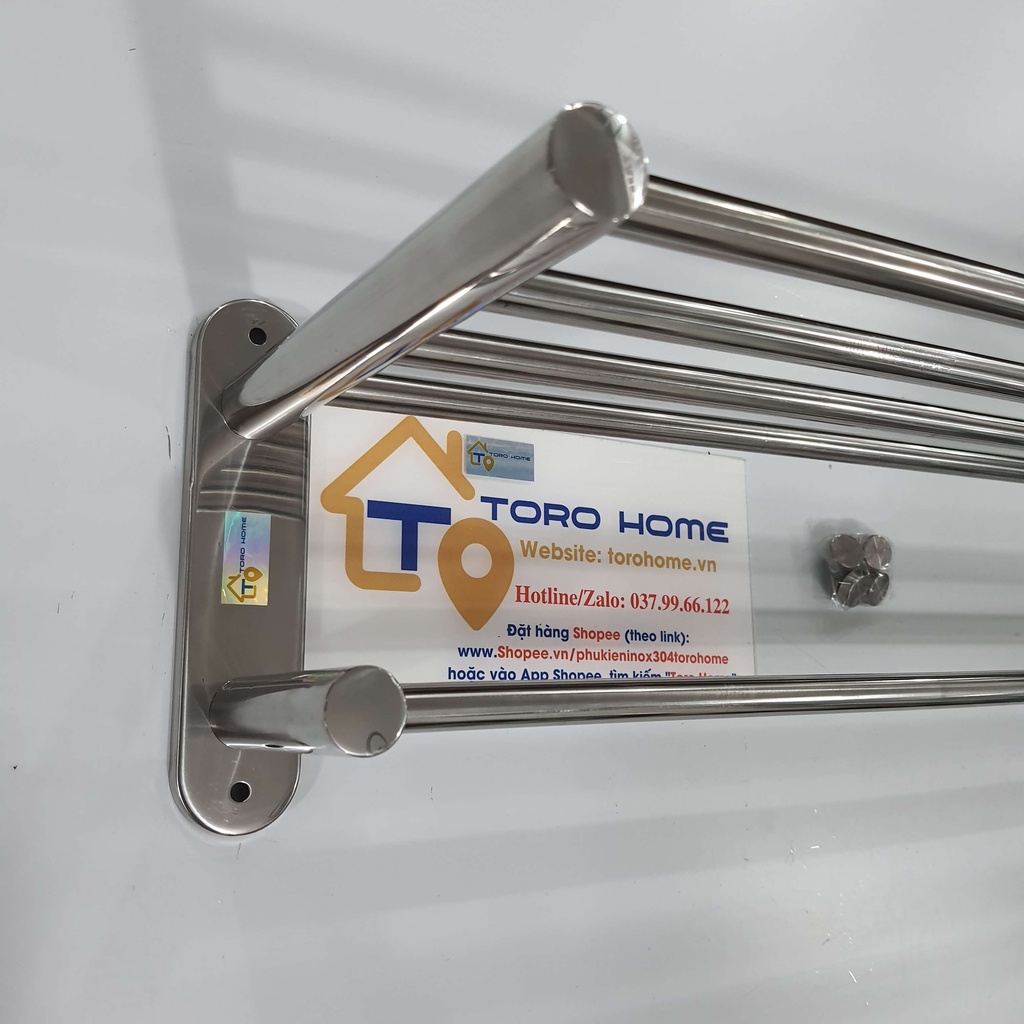 Thanh treo khăn inox 304 2 tầng MK5 Toro Home, thanh inox tròn, Cam kết chất liệu inox chuẩn 304