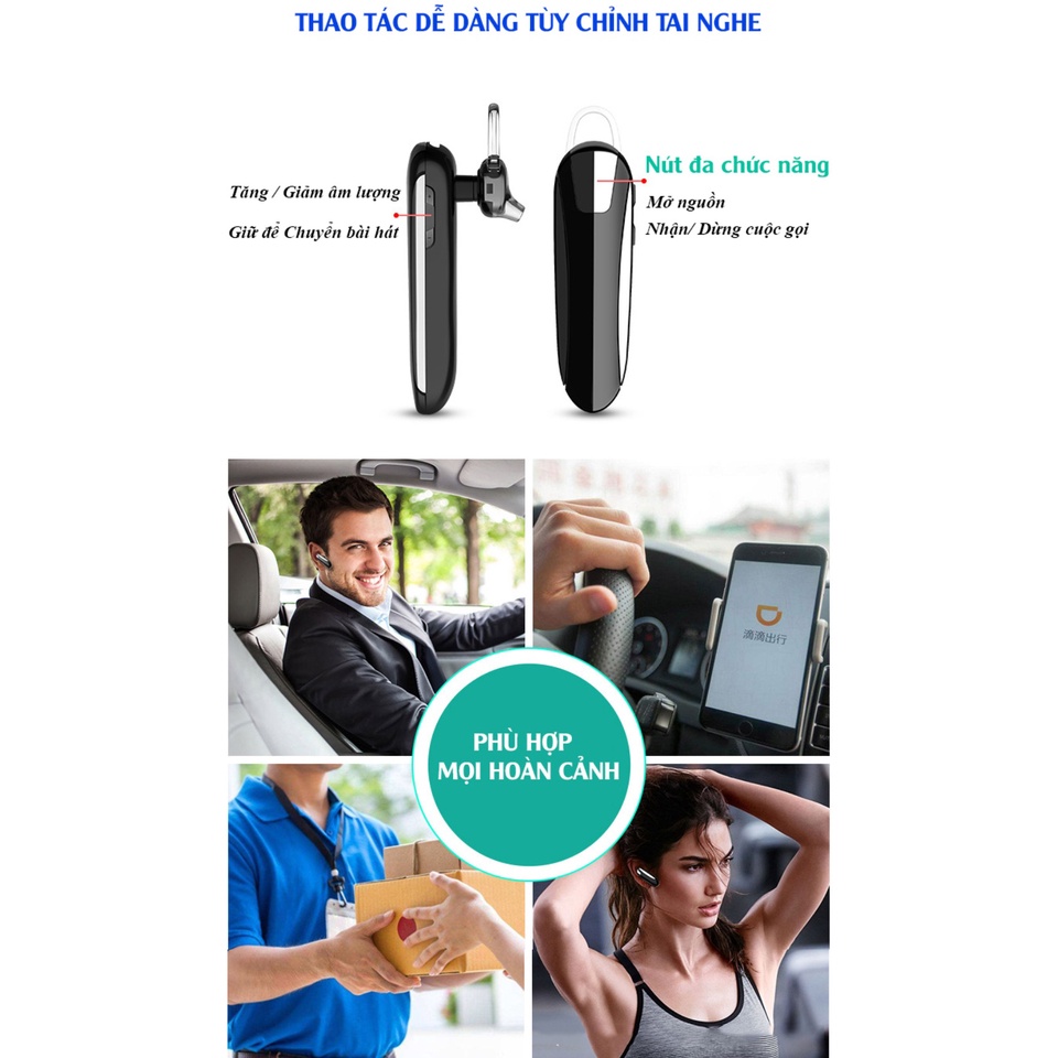 Tai nghe Bluetooth,Tai nghe không dây Chống nước,Pin 300mAh,Nói 48 giờ,Nghe nhạc 36 giờ-Hỗ trợ iOs và điện thoại Android