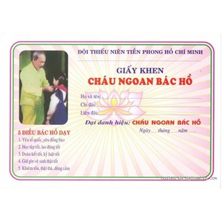 Giấy khen cháu ngoan Bác Hồ ( 100 tờ/túi)