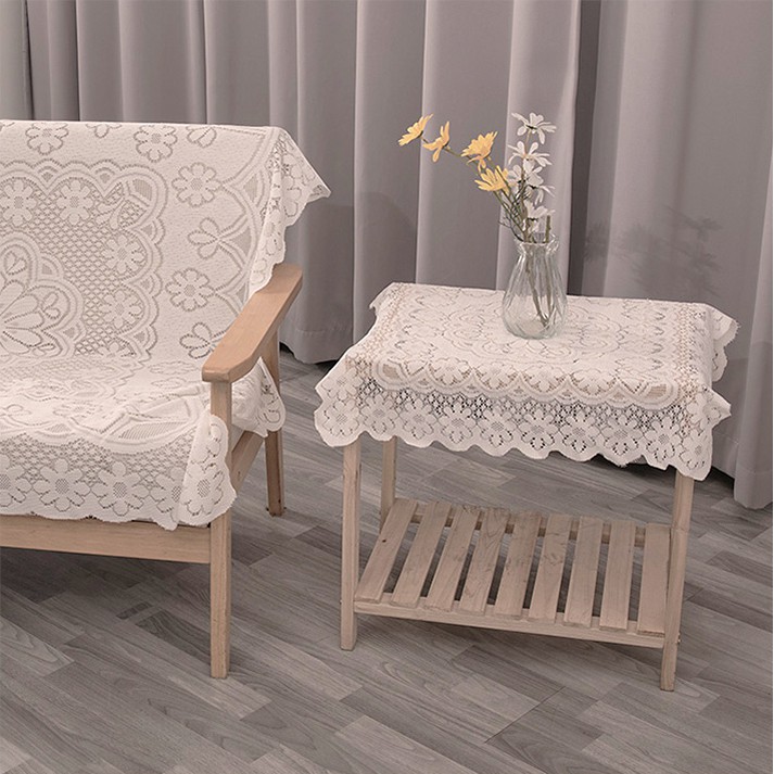 Khăn thêu ren trắng trải bàn, tab, picnic, chụp ảnh phong cách cổ điển vintage, retro