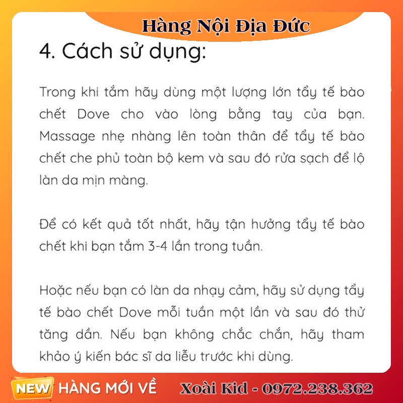 Tẩy da chết body DOVE nội địa Đức, Đủ Bill và Review | BigBuy360 - bigbuy360.vn