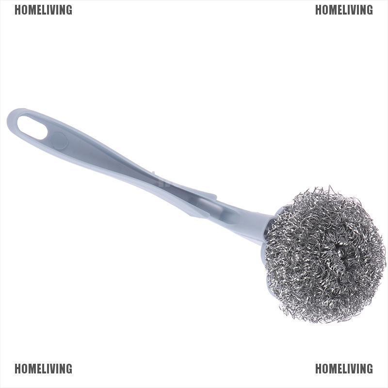 Miếng Chà Nồi Bằng Sợi Thép Không Gỉ Với Tay Cầm Dài Tiện Dụng Cho Nhà Bếp