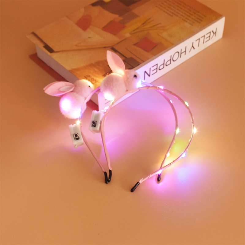 Băng Đô Cài Tóc Hình Thỏ Bông Phát Sáng Dễ Thương