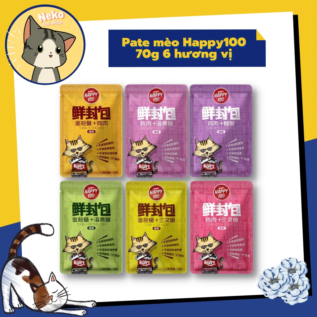 Pate Wanpy Happy100 Gói 70G Dành Cho Mèo