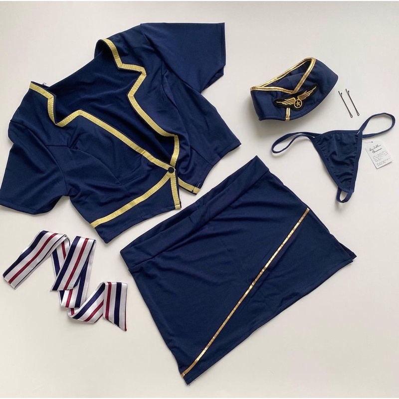 Bộ cosplay tiếp viên sexy nóng bỏng bản cao cấp chất vải cotton mềm - CP52