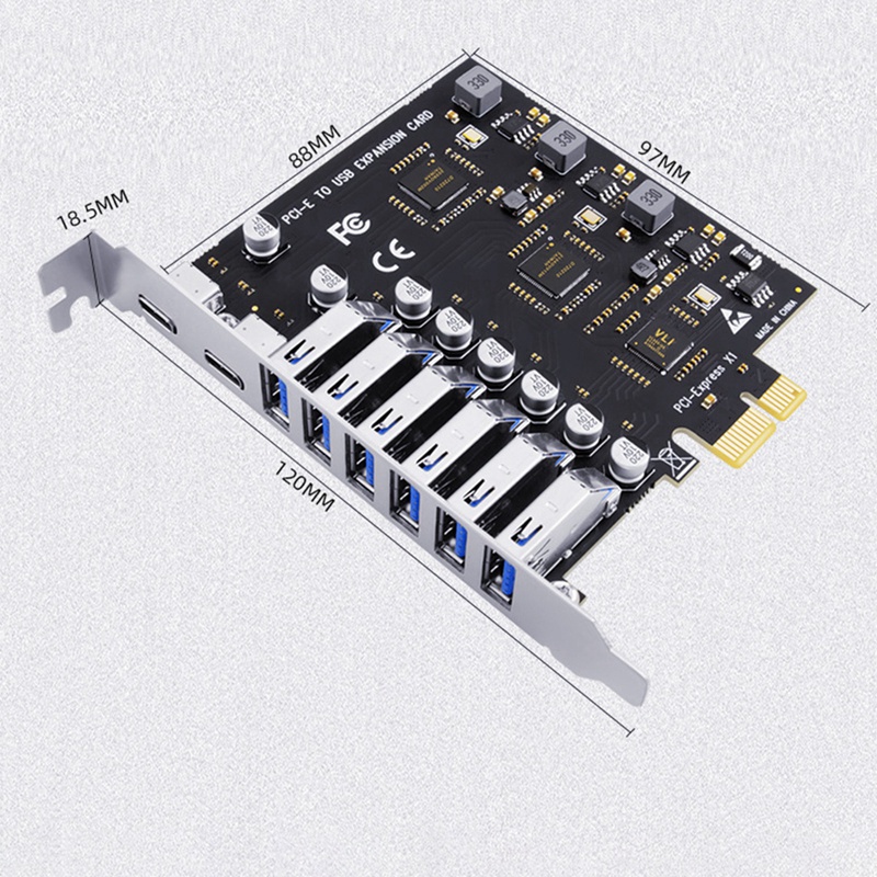 Card Mở Rộng PCIE 6 Cổng USB 3.2 Và 2 Cổng USB-C 3.2 PCI-E