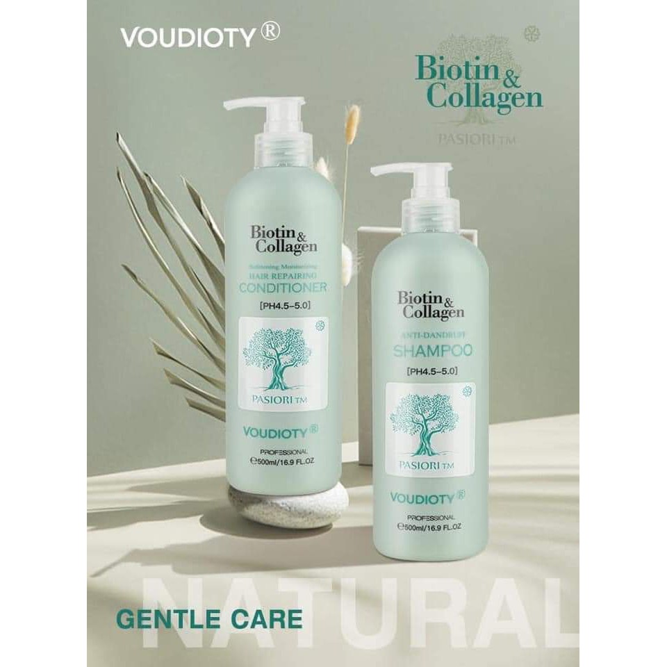 DẦU GỘI XẢ BIOTIN COLLAGEN VOUDIOTY (XANHBIỂN) TRỊ GÀU 500ML 5.5- 6.0