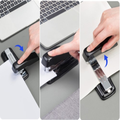 Dập ghim DELI 0414, 0414s, 0434 xoay 3 chiều bấm giữa trang vở 25-50 tờ - Góc nhỏ Aki