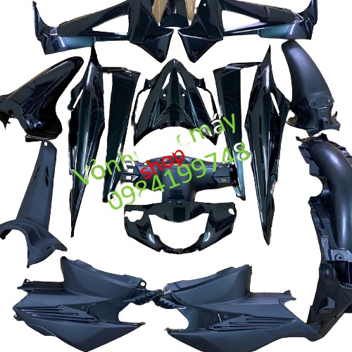 Dàn áo xe máy wave RSX 100 màu đen -Full bộ vỏ nhựa xe wave rsx 100 siêu nhân đời 2008 đến 2009 -nhựa trắng cao cấp