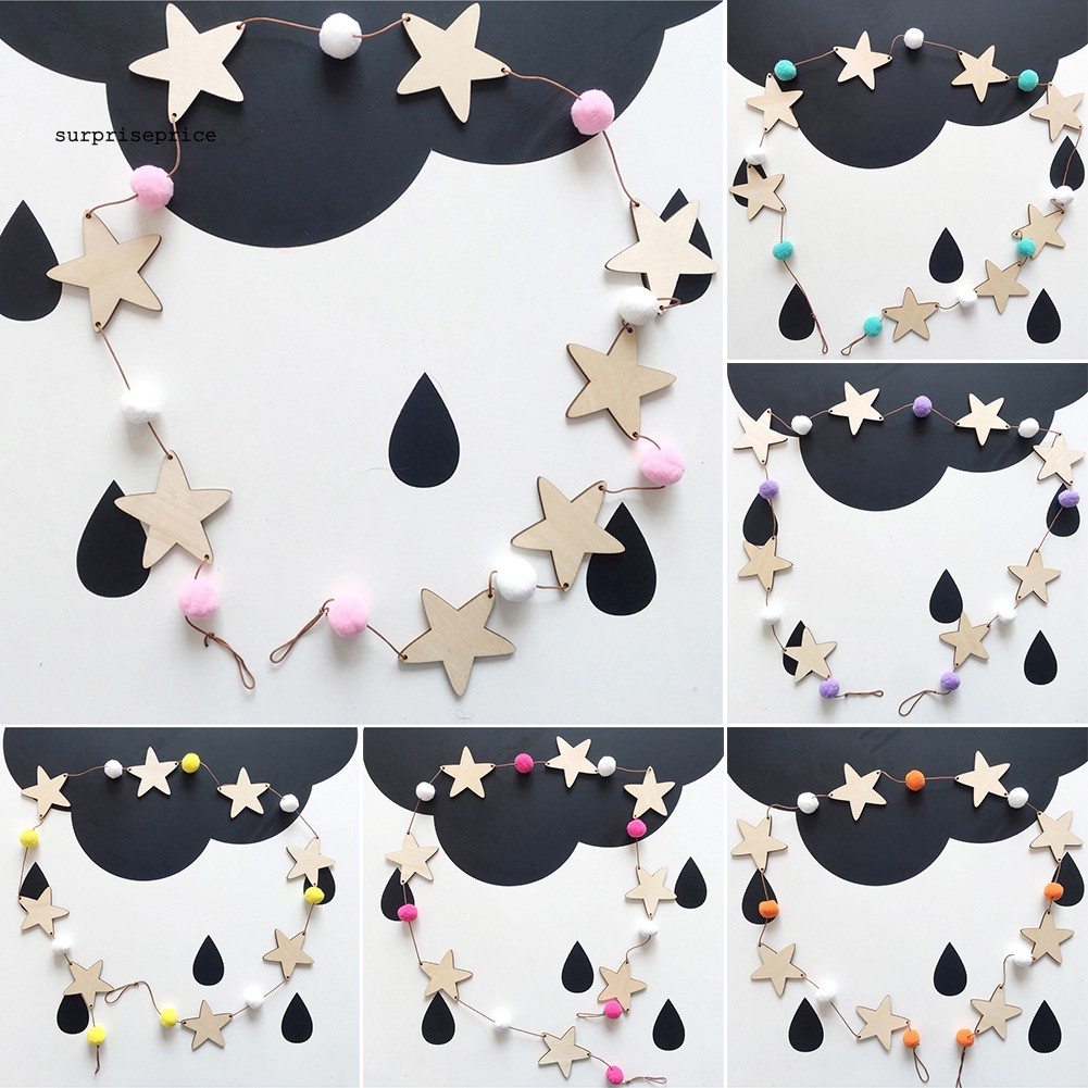 Phụ kiện treo trang trí hình ngôi sao bằng gỗ xinh xắn