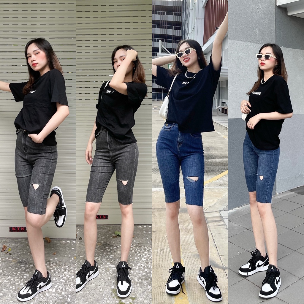 (Hình thật kèm video) Quần Jean Nữ Ôm Skinny Dáng Ngố Kiểu Túi Hộp Rách Co Gĩan Tốt Tôn Dáng YuRi-Jeans