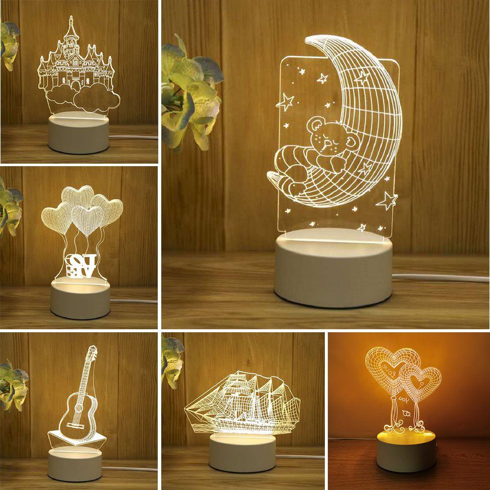.Đèn Ngủ LED 3D Hình Lâu Đài Gấu Trái Tim Xinh Xắn