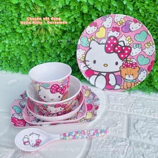 Combo chén ly muỗng dĩa Hello Kitty gấu