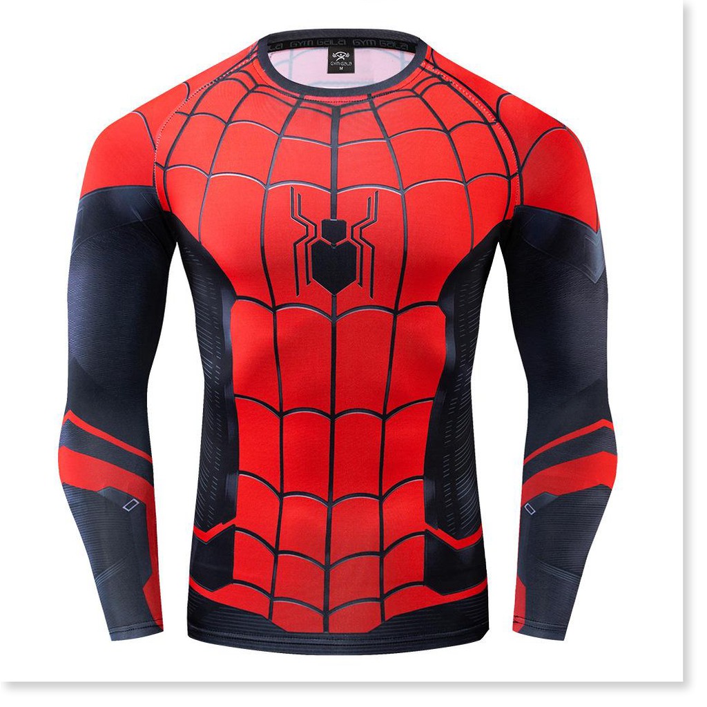 Trang Phục Spider Man Cổ Điển Spider Man Top Nén Áo Dài Tay Nhanh Khô Siêu Anh Hùng