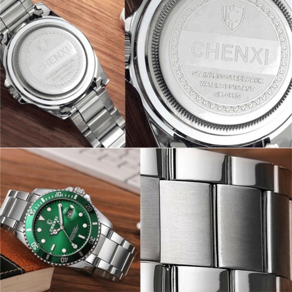 Đồng hồ nam CHENXI- CX085G, đồng hồ thời trang mặt xanh phong cách thợ lặn submariner | BigBuy360 - bigbuy360.vn