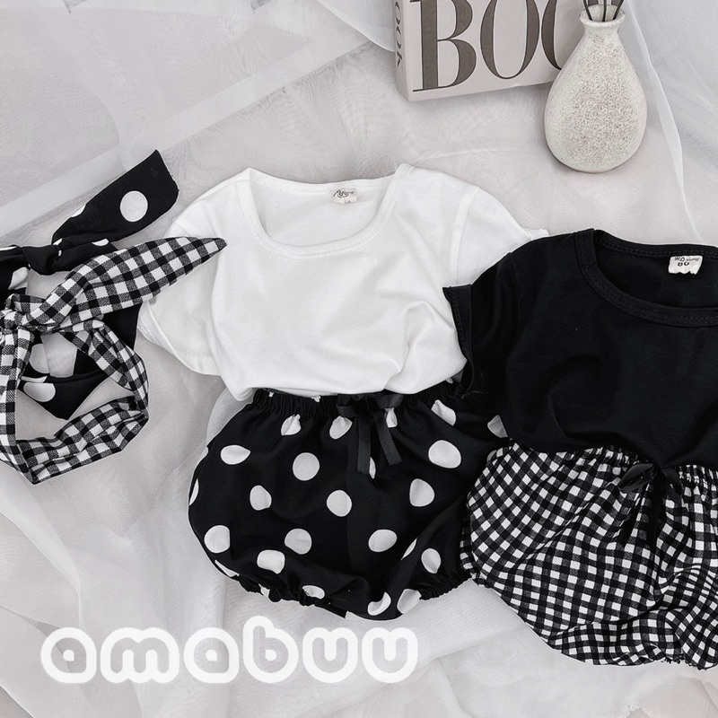 Bộ Chip Cotton Hàn Quốc Cho Bé Gái Lẻ Size 14-18kg