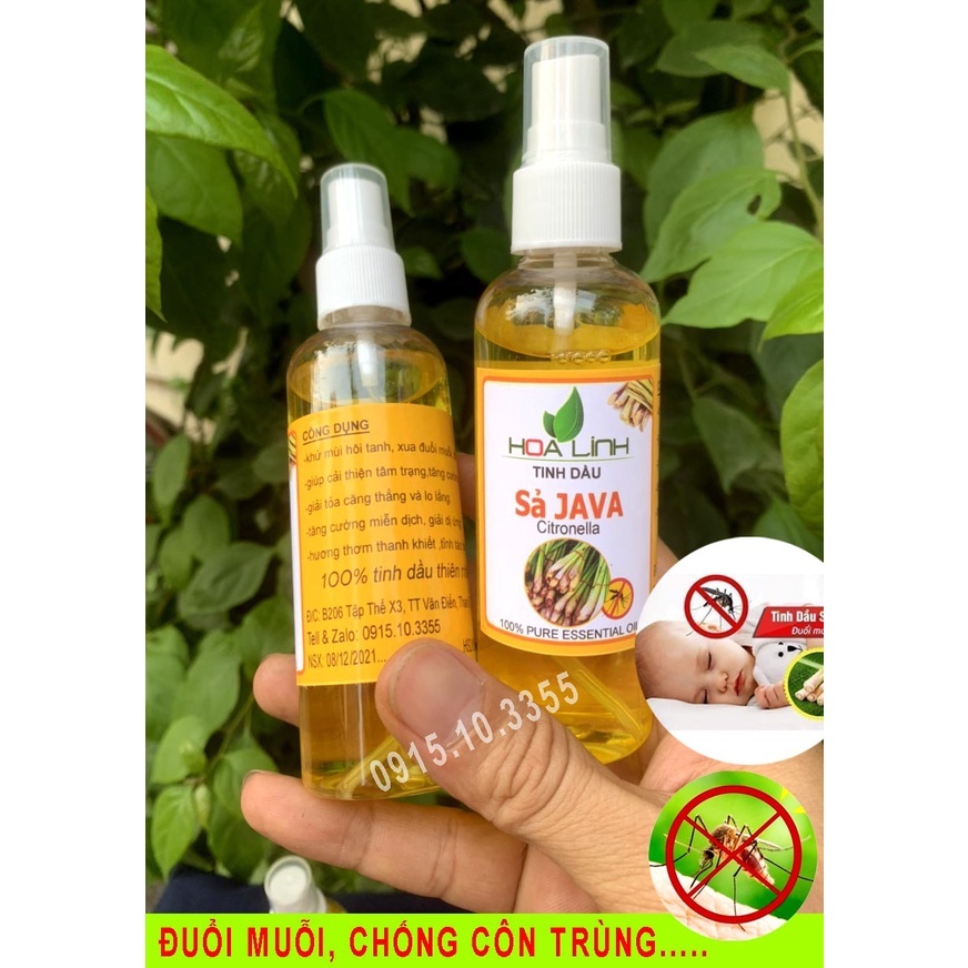 (chai xịt 100ml) Tinh Dầu Sả JAVA nguyên chất 100% : Đuổi muỗi, Côn Trùng - HOALINH