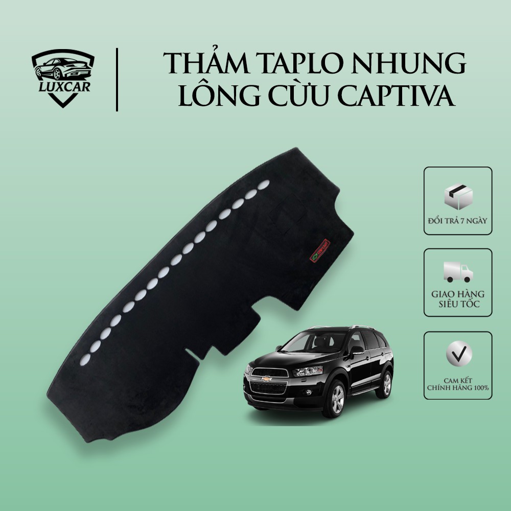 Thảm taplo nhung lông cừu LUXCAR xe CAPTIVA 2007-2019 | Đế cao su cao cấp chống nóng,chống trượt