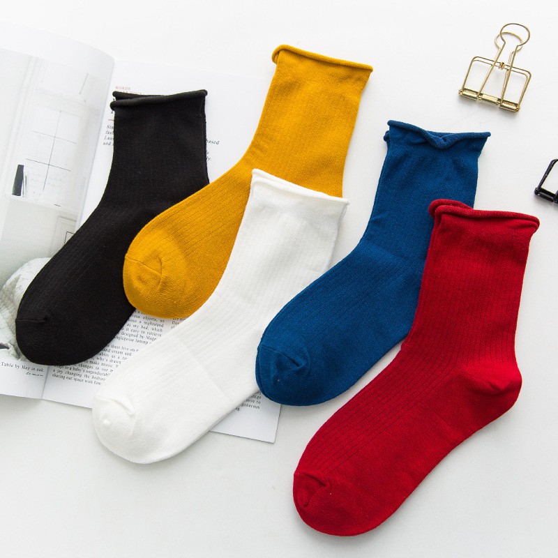 [SET 5 ĐÔI] Vớ Nữ Cổ Cao Cao Cấp Họa Tiết Sọc Ngang, Tất Nữ Cotton mềm mịn thoáng mát khử mùi