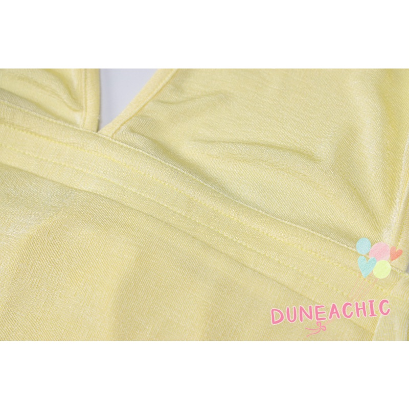 DUNEA Đầm sát nách cổ chữ V thiết kế hở lưng quyến rũ