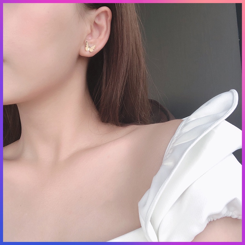 Bông tai hình bướm bay tối giản thời trang Hàn Quốc tinh tế cắt tinh tế cho học sinh